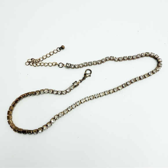 Vintage Gold Tone Clear Rhinestones Necklace - Picture 4 of 7